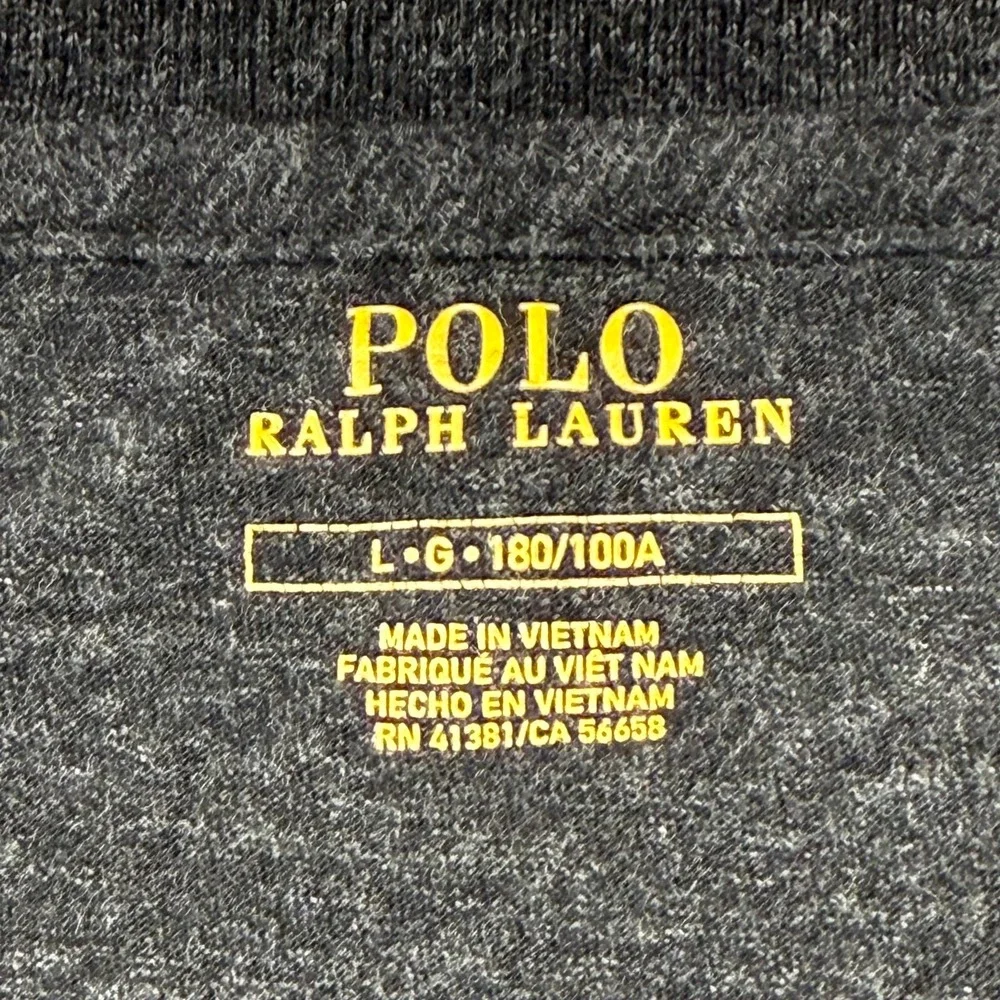 Polo Ralph Lauren Long Sleeve T-Shirt Mens Charcoal Large V-Neck Heathered Pony - Picture 6 of 9